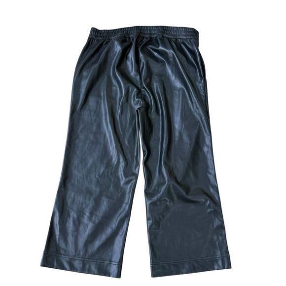 Soft Surroundings Rivka Black Faux Leather Cropped Wide Leg Pants size 1X - Picture 4 of 10